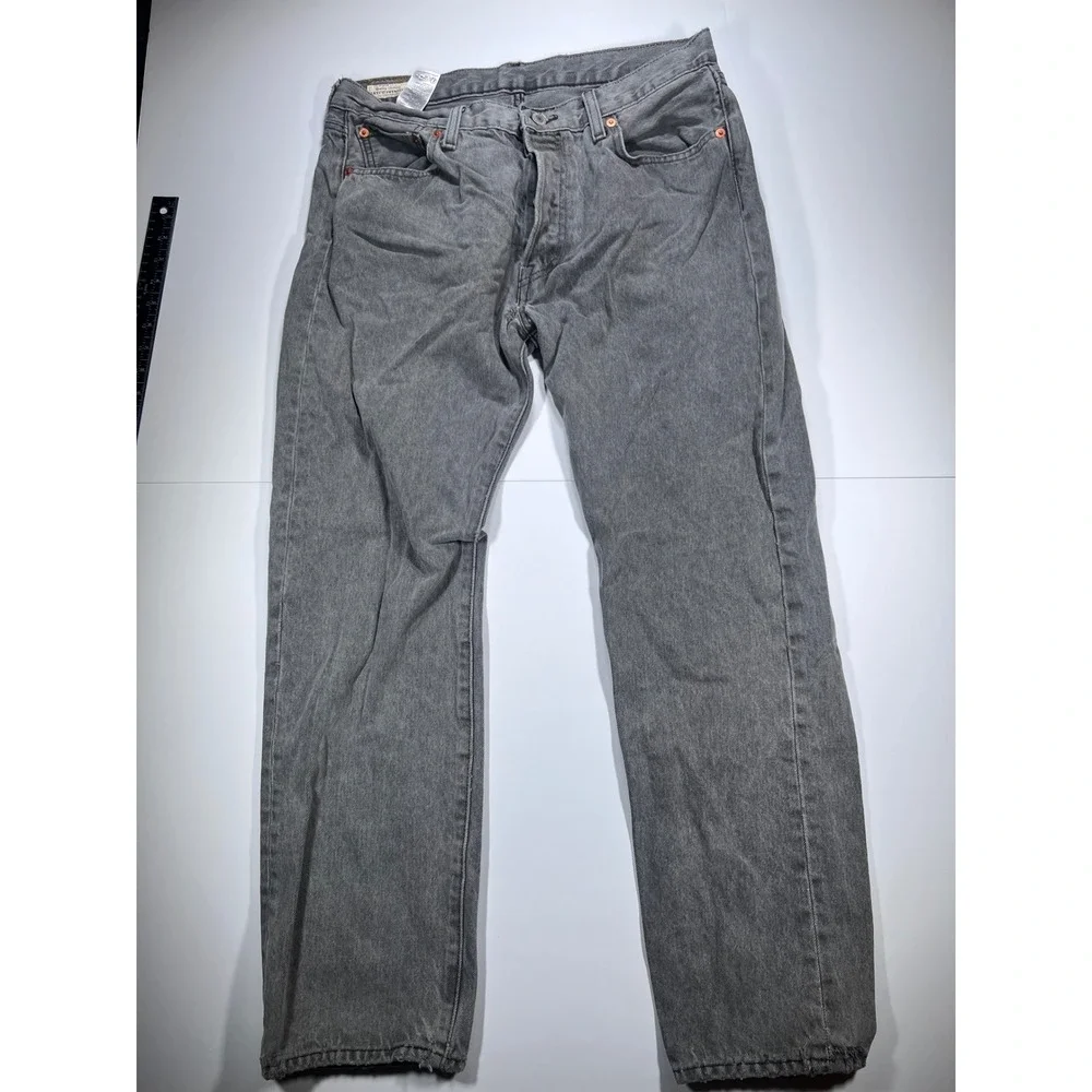 Levi's 501 Original Fit Jeans Mens 34x30 Gray Straight Leg Button Fly Denim